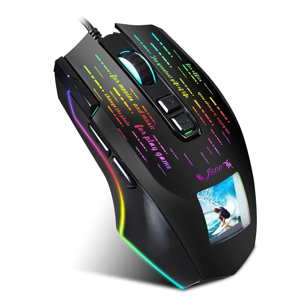 Gaming Mouse with Touch-Screen Display 6400DPI RGB Backlight Gamer Mice for PC Game/Office Mouse Electronics Gadgets Computer Accessories Black