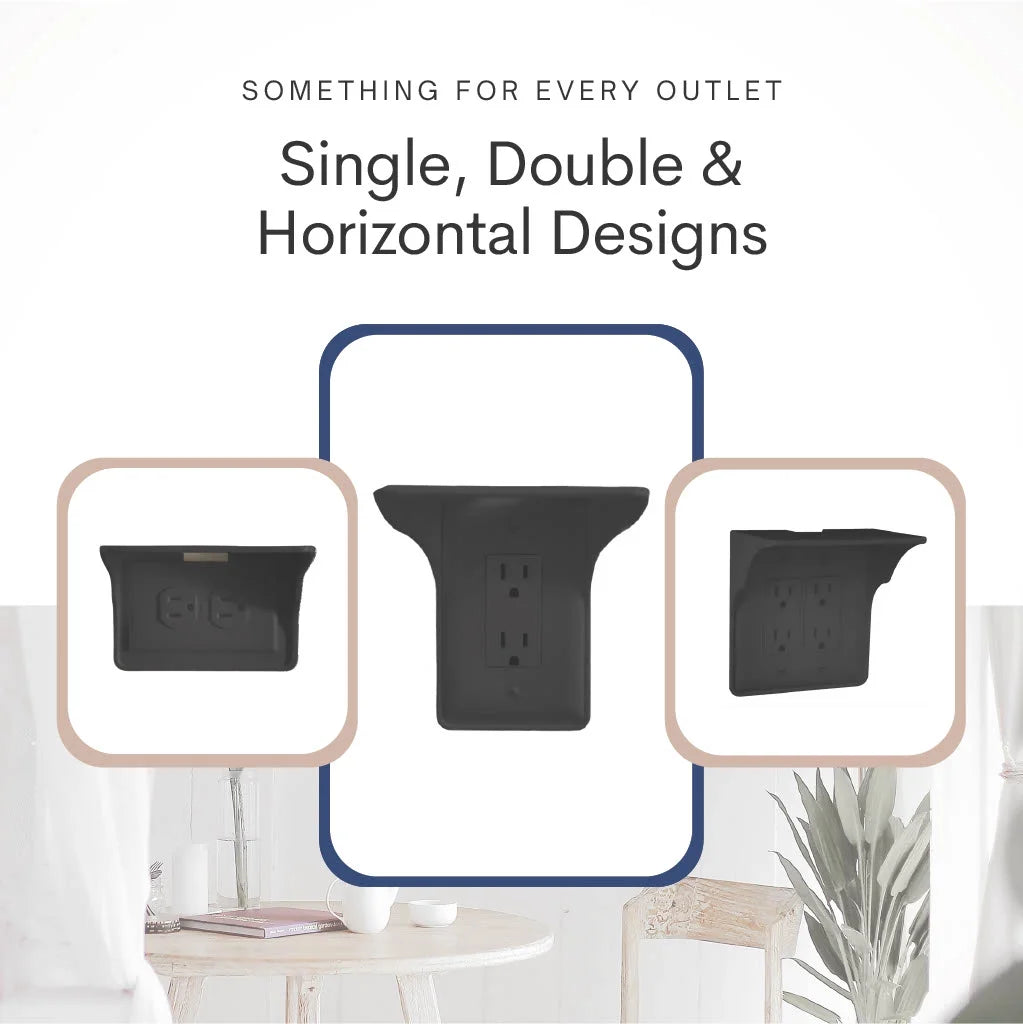 Wall Outlet Shelf, Convert Your Outlet into Display Shelves, Alexa Speaker Stand, Electric Toothbrush & Light Socket Holder, 2 Pack, Black