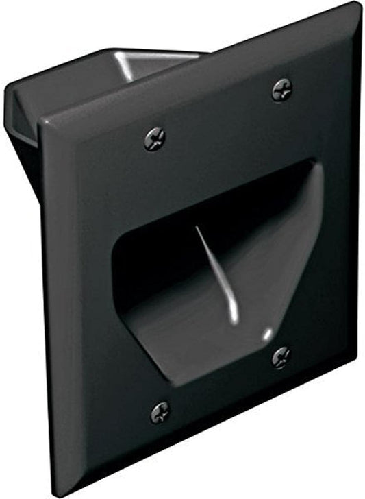 Electronics 45-0002-BK 2-Gang Recessed Low Voltage Cable Wall Plate Pass Through, In-Wall Cord Management for Home TV Theater, Audio & Video Devices, Black