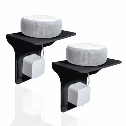 Wall Outlet Shelf, Convert Your Outlet into Display Shelves, Alexa Speaker Stand, Electric Toothbrush & Light Socket Holder, 2 Pack, Black